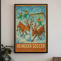 Whimsical Reindeer Soccer Festive Holiday Poster