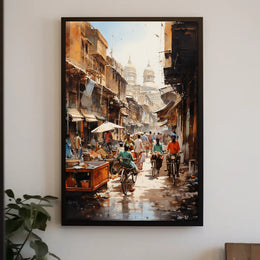 Bustling Market Street Poster