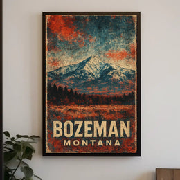 Wanderlust Bozeman Montana Mountain Town Watercolor Scenic Museum Quality Poster