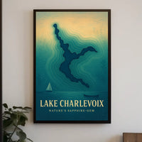 Lake Charlevoix Topographic Travel Poster