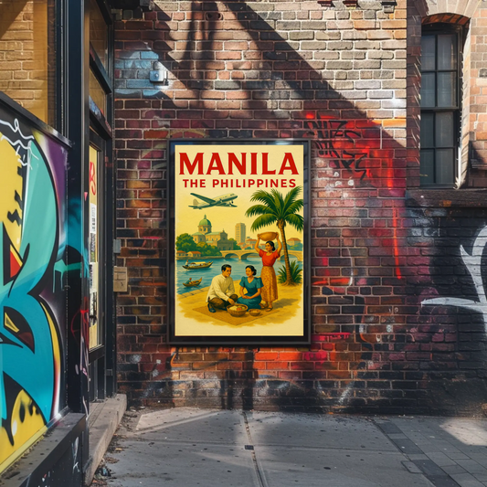 Manila Philippines Bridge Market Heritage Scene Poster