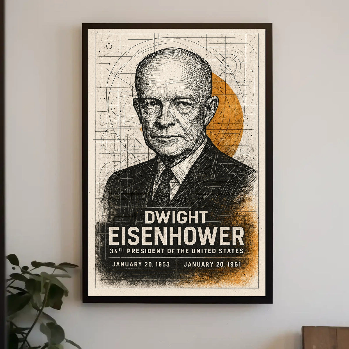 Dwight D. Eisenhower Presidential Vintage Art Historical Poster