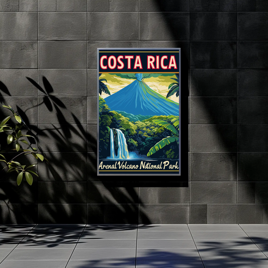 Costa Rica Arenal Volcano National Park Vintage Style Poster