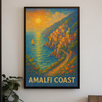 Amalfi Coast Poster Wall Art 18x24 Inch Print Coastal Decor