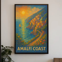 Amalfi Coast Poster Wall Art 18x24 Inch Print Coastal Decor