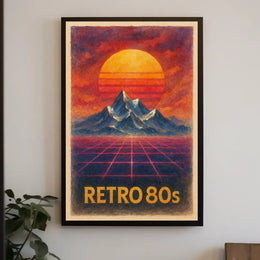 RETRO Sunsets and Mountains Synthwave Abstract or Artistic Poster