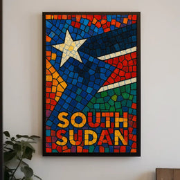 South Sudan Mosaic Art Poster