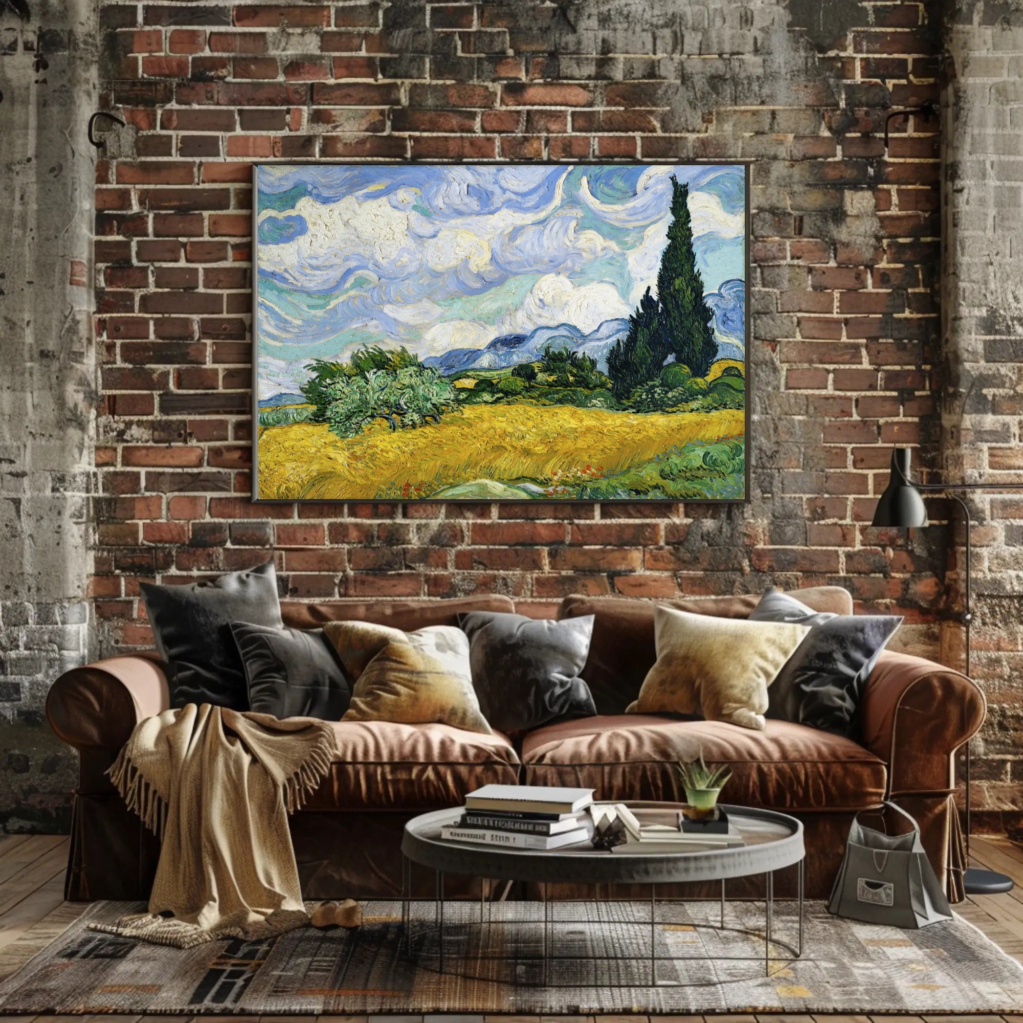 Wheat Field with Cypresses Poster