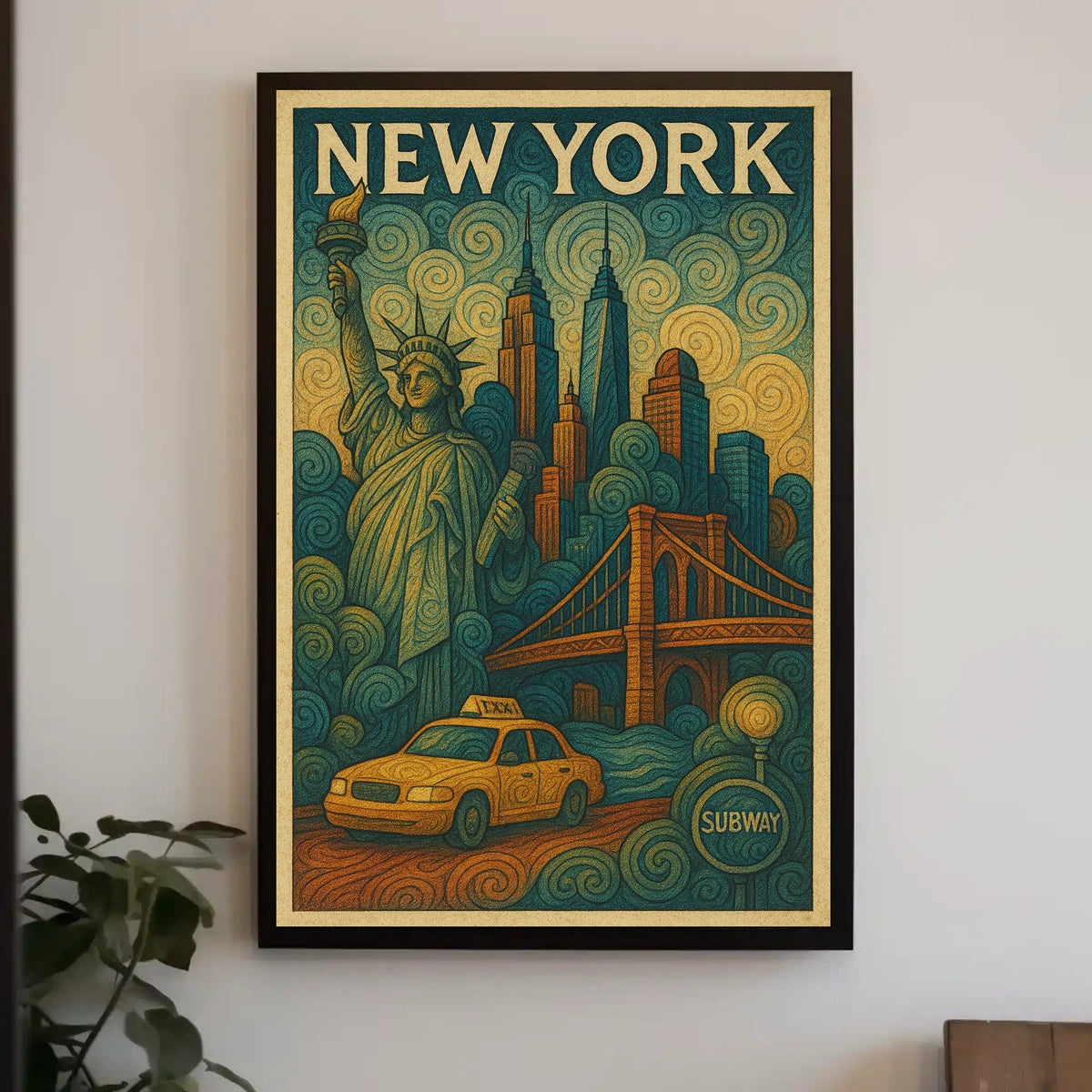 New York City Poster Vintage Travel Cityscape Wall Art