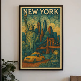 New York City Poster Vintage Travel Cityscape Wall Art