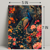 Vibrant Peacock In Bloom William Morris Art Poster