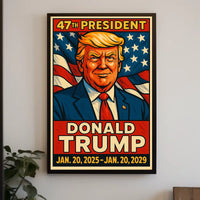 Donald Trump Visionary Leader Sunset Glow Dynamic Pop Art Digital Painting Bold Patriotism Poster