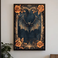 Gothic Bat And Roses Poster