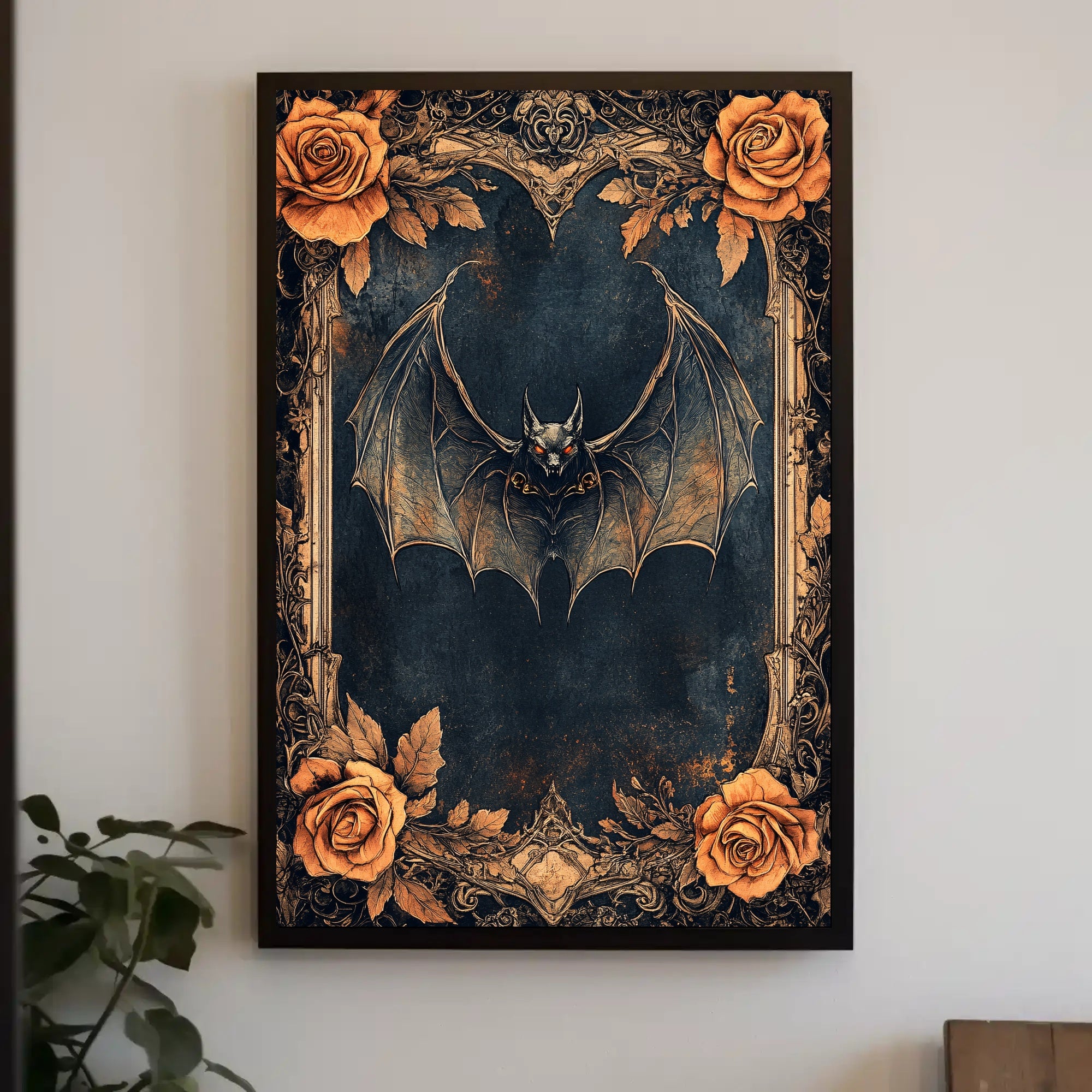 Gothic Bat And Roses Poster