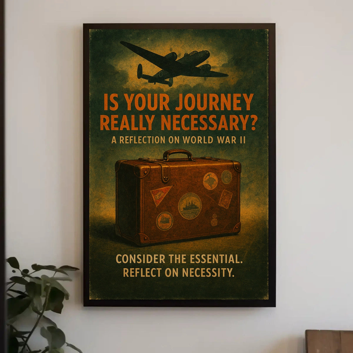 World War II Travel Vintage Nostalgic Somber Poster
