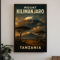 Kilimanjaro Majestic Vintage Travel Painterly Watercolor Nostalgic African Landscape Poster