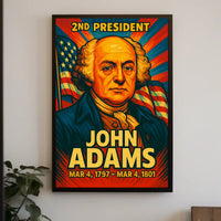 John Adams 2nd President of the United States Colorful Comic Book Style Poster