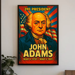 John Adams 2nd President of the United States Colorful Comic Book Style Poster