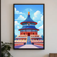 Temple of Heaven Vibrant Illustration Art Poster
