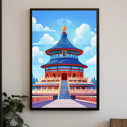 Temple of Heaven Vibrant Illustration Art Poster