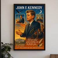 John F. Kennedy Vintage Patriotic Leadership Poster