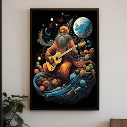 Cosmic Guitarist in a Celestial Dreamscape Poster