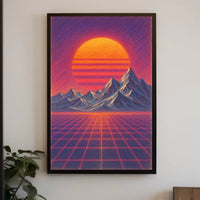 Retro-Futuristic Synthwave Scene Futuristic Sci-Fi Poster