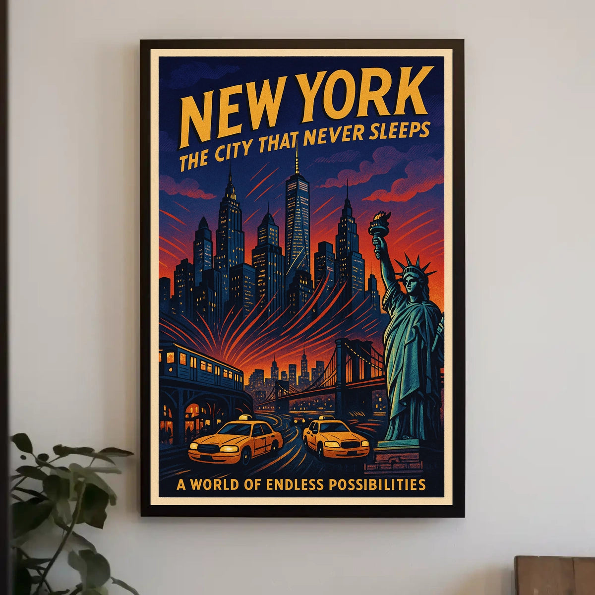 New York City Poster Vintage Travel Urban Wall Art