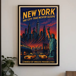 New York City Poster Vintage Travel Urban Wall Art