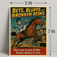 Dramatic Horse Race Scene Mid-Century Sports Poster