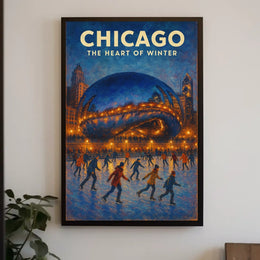 Chicago Heart Of Winter Cityscape Wall Art Decor Poster
