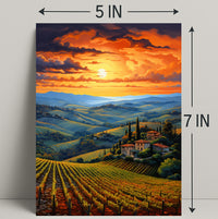 Sunset Over Tuscan Vineyards Poster