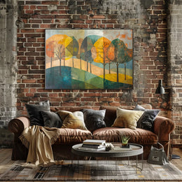 Abstract Seasonal Forest Landscape Geometric Art Poster