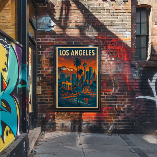 Los Angeles Hollywood Sunset Travel Poster
