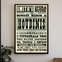 Houdini and Vaudeville Stars Early 20th Century Cultural Poster