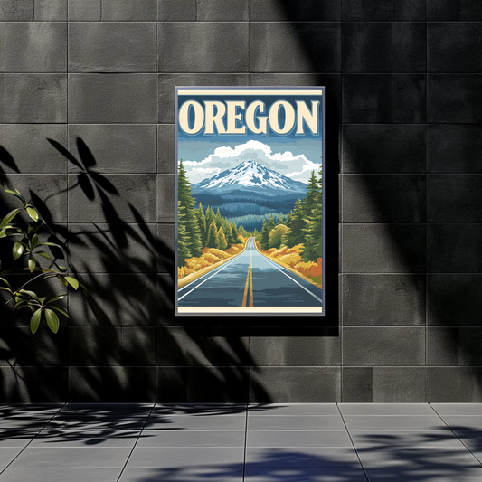 Oregon Vintage Poster - Scenic Mountain Road