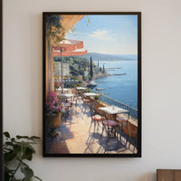 Mediterranean Seaside Terrace Travel Poster