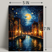 Moonlit Venetian Canal Poster