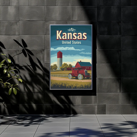 Kansas Farm Truck Vintage Poster