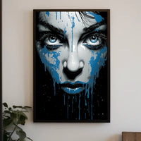 Striking Blue-Eyed Woman Abstract Art Poster