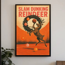 Slam Dunking Reindeer Poster