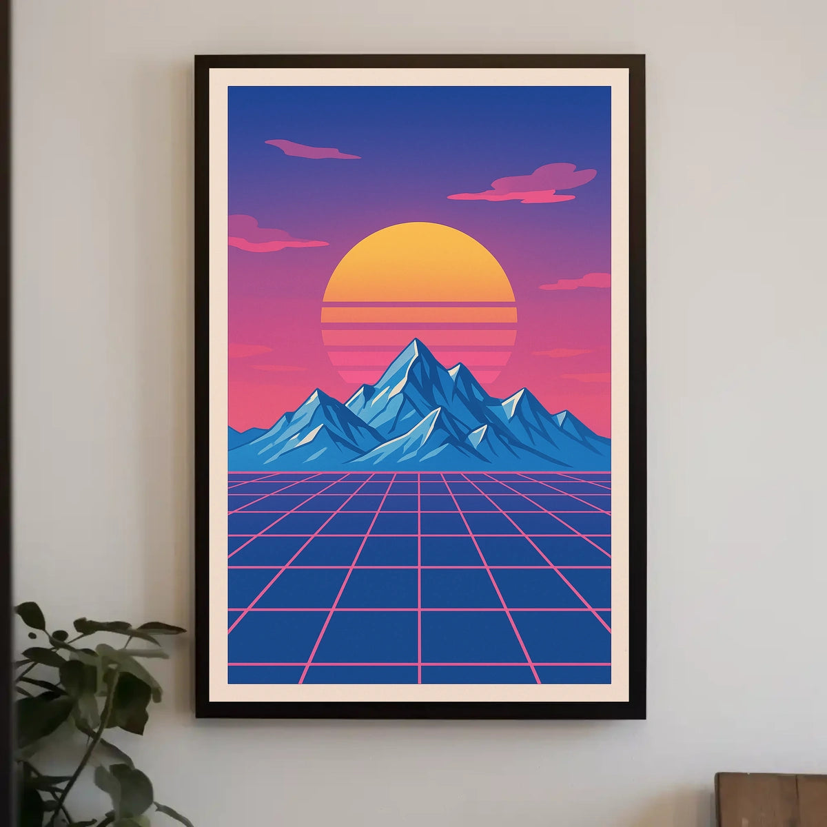 Retro-Futuristic Sunset Art Print: Futuristic Sci-Fi Poster
