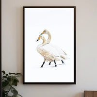 Serene Winter Swans Minimalist Art Poster