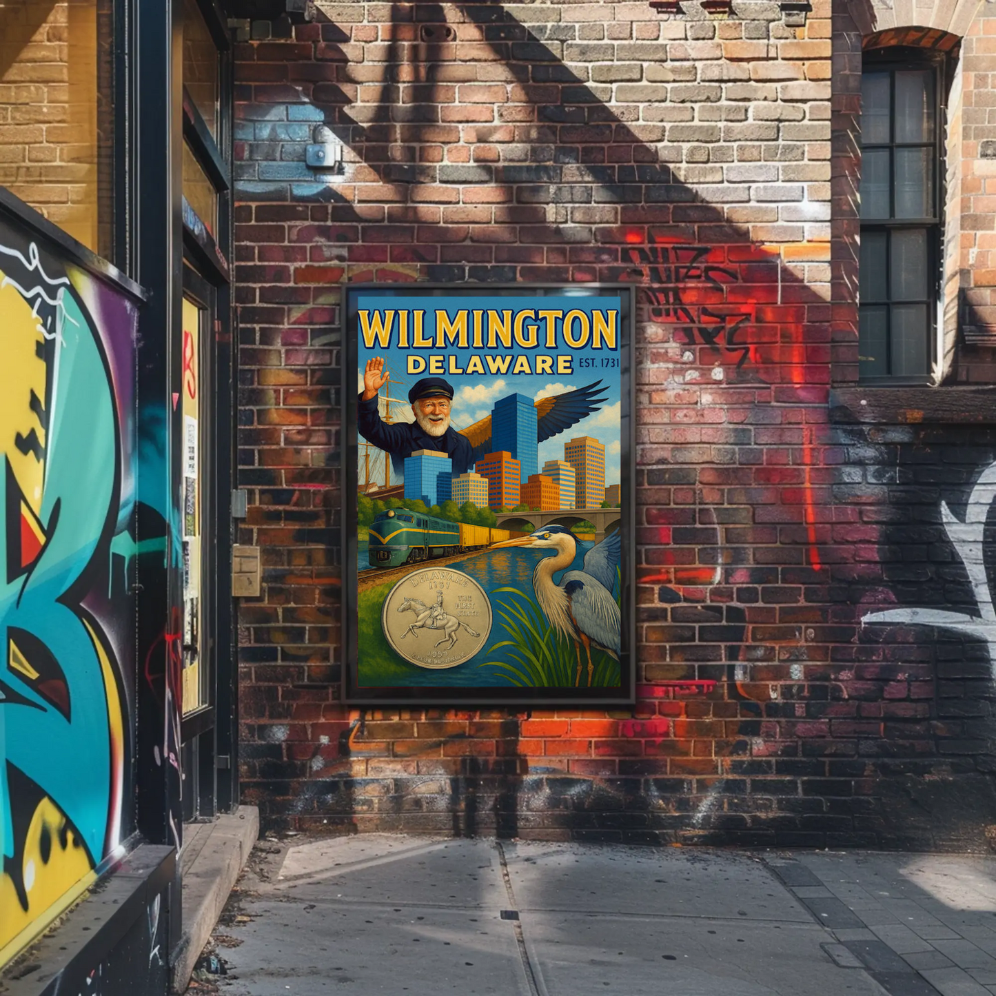 Wilmington Delaware Sailor Heron Train Travel Poster