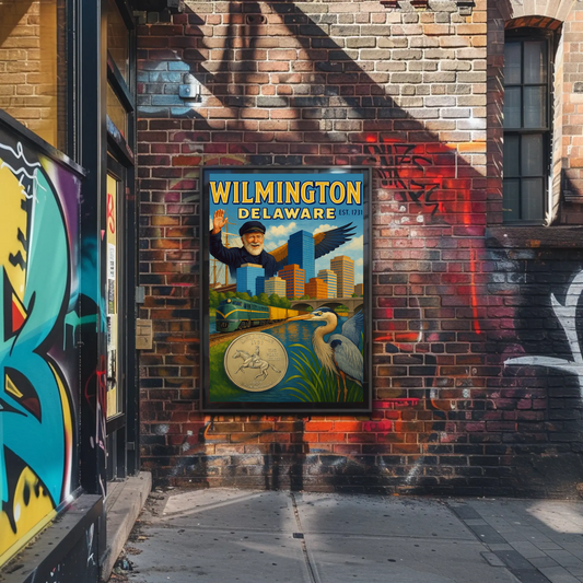 Wilmington Delaware Sailor Heron Train Travel Poster