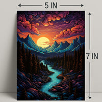 Majestic Mountain Sunset Poster PosterGoat