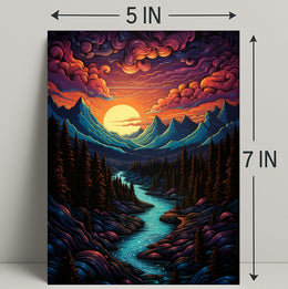 Majestic Mountain Sunset Poster PosterGoat
