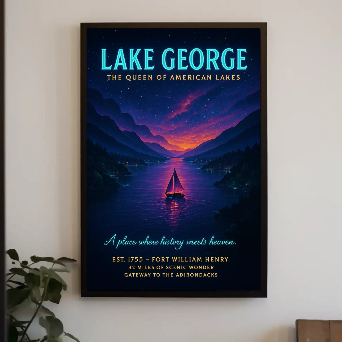 Lake George Vintage Twilight Poster: Serene Scenic Beauty