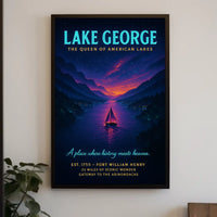 Lake George Vintage Twilight Poster: Serene Scenic Beauty