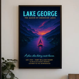 Lake George Vintage Twilight Poster: Serene Scenic Beauty